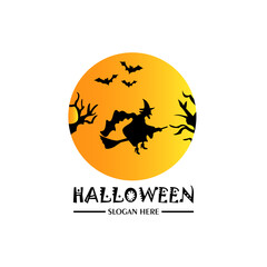 witch halloween pumpkin logo