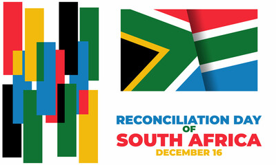 Fototapeta na wymiar The Day of Reconciliation is a public holiday in South Africa. December 16th. The intention is to celebrate the end of apartheid and foster reconciliation between different racial groups. 