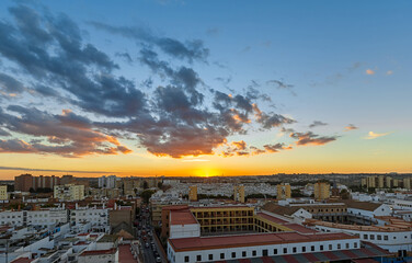 The old Triana barrio of Seville at sunset. Andalusia Sevilla Spain