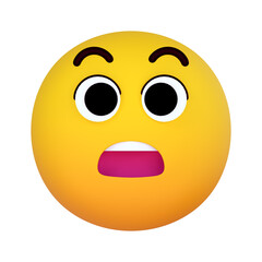 Fototapeta premium FaceSurprise emoji expression 3d icon graphic clip art PNG translucent background