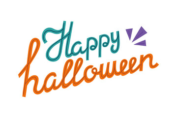 Happy halloween. Hand drawn creative lettering for holiday greeting card and invitation, flyers, posters, banner halloween holiday
