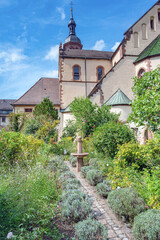 Herb garden view of St. Mary‘s Church in the historic centre of Gengenbach , Kinzig Valley,...