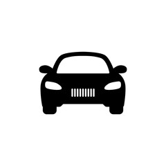 Car front icon. Silhouette symbol. Car sign. Auto, view, parking, travel concept. Silhouette simple vector illustration. Icon symbol