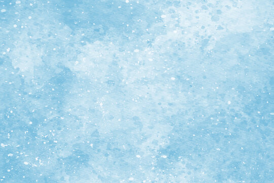 Abstract blue winter watercolor background. Sky pattern with snow. Light blue watercolour paper texture background. Vector water color design illustration