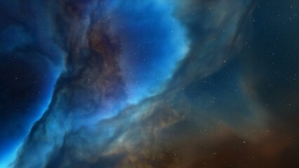 Plakat Space background with stardust and shining stars. Realistic cosmos and color nebula. Colorful galaxy. 3d illustration 