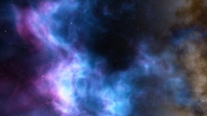 Naklejka na ściany i meble nebula gas cloud in deep outer space, science fiction illustration, colorful space background with stars 3d render