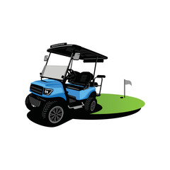 golf cart on golf course gof cart vector 