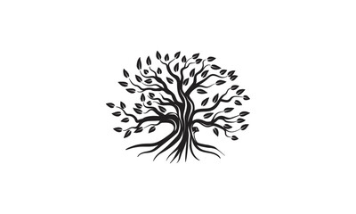 Naklejka premium Organic natural and healthy olive tree silhouette logo isolated on white background. Modern vector green plant icon sign design artwork. Premium quality oil product logotype flat emblem illustration.