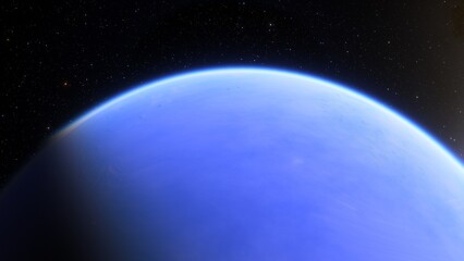 super-earth planet, realistic exoplanet, planet suitable for colonization, earth-like planet in far space, planets background 3d render
