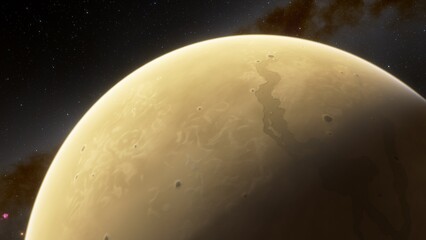 super-earth planet, realistic exoplanet, planet suitable for colonization, earth-like planet in far space, planets background 3d render
