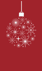 Christmas illustrations with snowflakes in shape of ball. Red background for a holiday card or banner.