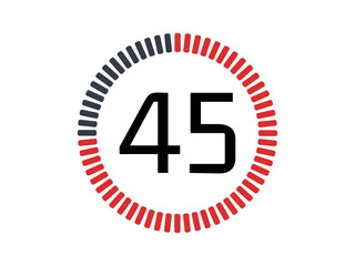 Red 45 seconds time stopwatch icon