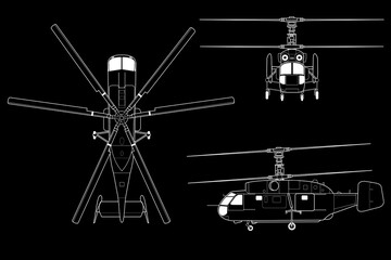 Fototapeta na wymiar Helicóptero multiuso con dos rotores ka-27