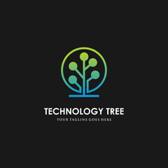 technology tree logo on white background. vector illustration
