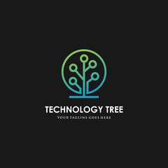 technology tree logo on white background. vector illustration
