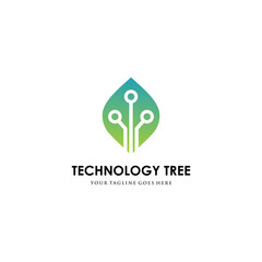 technology tree logo on white background. vector illustration