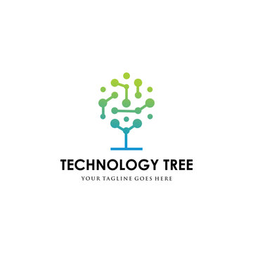 technology tree logo on white background. vector illustration