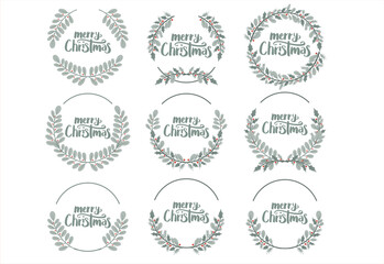 Set frames branches with circle borders vector collection. Vintage floral wreaths with leaves , flower, herb, swirls, ornate. Decorative elements for logo, wedding invitation, banner, packaging