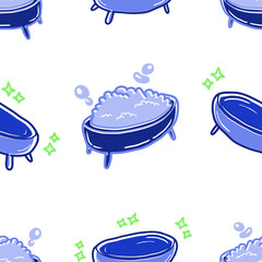 hand drawn cute bathtub and bubble soap seamless pattern for print and fashion or wallpaper