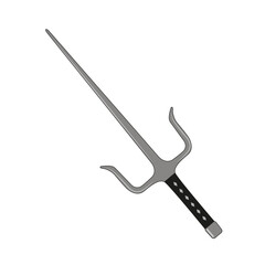 Sai weapon. Ninja weapon. Vector graphic. Isolated on white background. 
