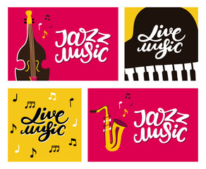 Set posters of jazz and live music festival