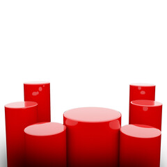 3D render Red podium christmas