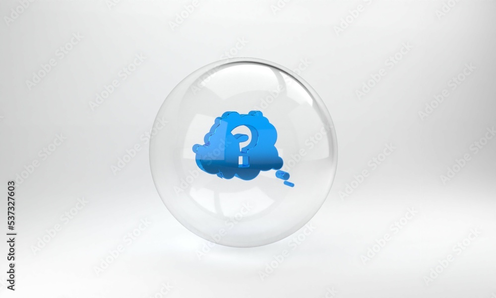 Poster blue question mark icon isolated on grey background. faq sign. copy files, chat speech bubble and ch