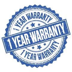 Fototapeta premium 1 YEAR WARRANTY text on blue round stamp sign