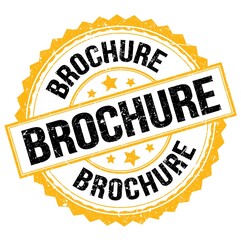 BROCHURE text on yellow-black round stamp sign