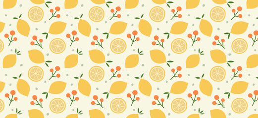 Many ripe lemons on light background. Pattern for design