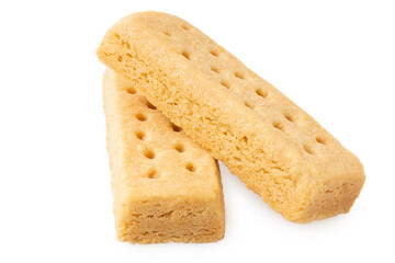 Two butter shortbread finger biscuits.