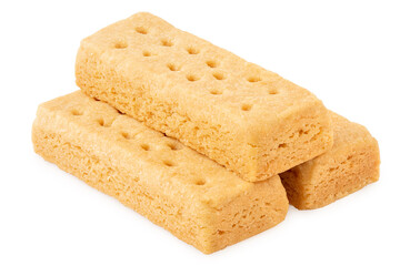 Stack of three butter shortbread finger biscuits