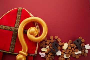 Sinterklaas - St.Nicholas day in December. Children holiday in Netherlands ang Belgium. Chocolate spicy ginger cookies