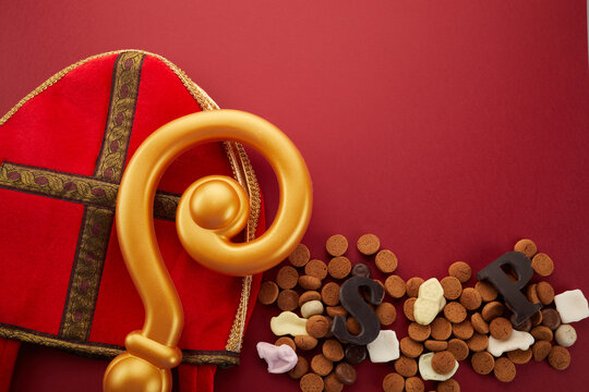 Sinterklaas - St.Nicholas day in December. Children holiday in Netherlands ang Belgium. Chocolate spicy ginger cookies