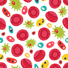 Vector illustration epidemic virus. Infectious disease. Molecules close up. Pattern. Light background, wallpaper, cartoon style