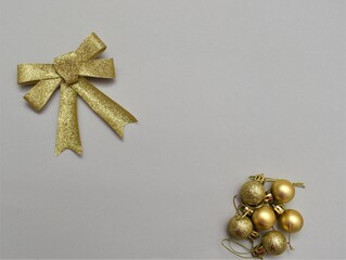 christmas gift box with golden ribbon