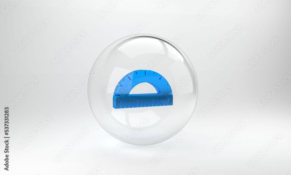 Poster blue protractor grid for measuring degrees icon isolated on grey background. tilt angle meter. measu