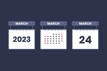 2023 calendar design March 24 icon. 24th March calendar schedule, appointment, important date concept.