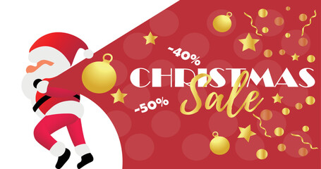 Fototapeta na wymiar Advertising banner for Christmas sale with Santa Claus