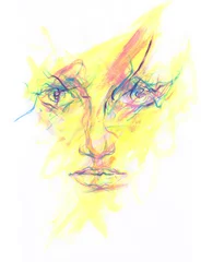 Rolgordijnen abstract face. watercolor painting. illustration.  © Anna Ismagilova