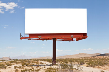 Blank desert billboard with cut out isolated. 