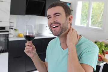 Man enjoying a glass of red wine 