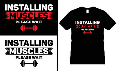 Gym or Fitness typography t-shirt Design Vector. Bodybuilder, dumbbell, exercise, barbell, 