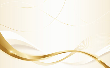 Fototapeta premium Elegant cream shade background with line golden elements. Realistic luxury paper cut style 3d modern concept. vector illustration for design