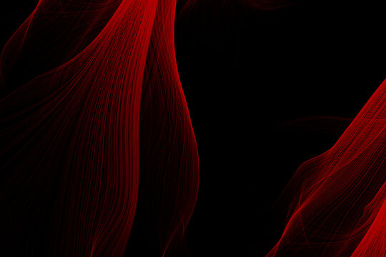 Abstract Smooth Red Light Streak Wave Background. Abstract Red Fractal Wave Technology Background.