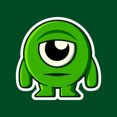 cute green monster character. Isolated on background vector illustration