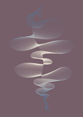 Abstract twist. Vertical waves. Organic gradient composition on a background. Curved lines in blend motion.