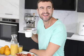 Man enjoying a traditional breakfast 