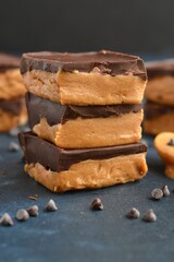 Fototapeta na wymiar stack of chocolate peanut butter brownies