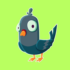 cartoon pigeon character. Cute pigeon isolated vector illustration
